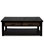 Rustic Coffee Table, Rectangular Top With Lower Shelf and 2 Drawers, Dark Oak