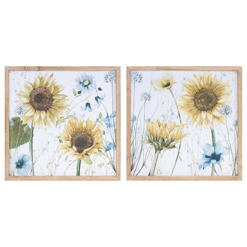 Framed Sunflower Floral Print, 2-Piece Set