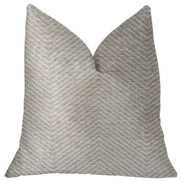 Plutus Plainville Beige Luxury Throw Pillow, Double Sided 24"x24"