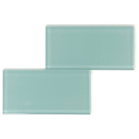 3 X 6 Deep Lagoon Green Glass Subway Tile - Rainbow Series