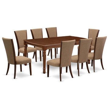A Table Set of 8 Indoor Chairs With Light Sable and Stunning Table, Mahogany
