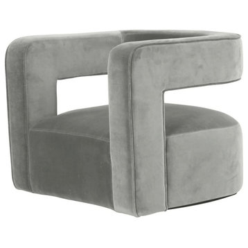 Crestview Modern Swivel Gray Velvet Accent Chair