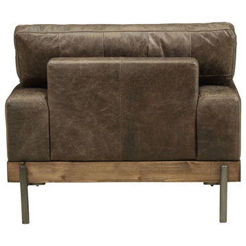 ACME Silchester Chair, Oak and Distress Chocolate Top Grain Leather