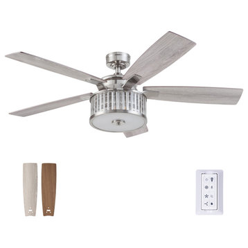 Prominence Home Saphina Ceiling Fan with Light, 52 inch, Brushed Nickel