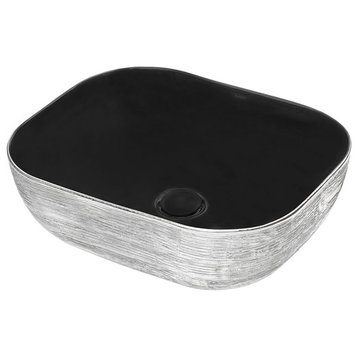 Ruvati 20 x 16 inch Bathroom Vessel Sink Silver Decorative Black Ceramic B2016BS