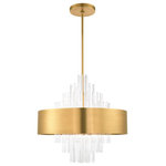 Livex Lighting - Livex Lighting 48876-08 Orenburg - Ten Light 2-TierPendant Chandelier - A dramatic addition in this sophisticated contempoOrenburg Ten Light 2 Natural Brass NaturaUL: Suitable for damp locations Energy Star Qualified: n/a ADA Certified: n/a  *Number of Lights: Lamp: 10-*Wattage:60w Candelabra Base bulb(s) *Bulb Included:No *Bulb Type:Candelabra Base *Finish Type:Natural Brass