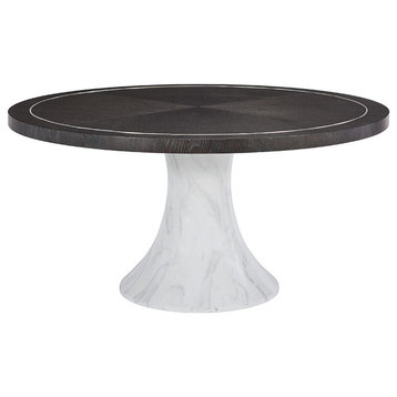 Bernhardt Decorage Round Dining Table, Cerused Mink/Silver Mist/Marbled White
