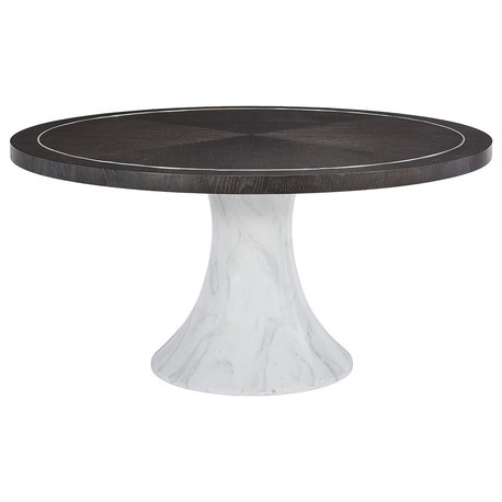 Bernhardt Decorage Round Dining Table, Cerused Mink/Silver Mist/Marbled White