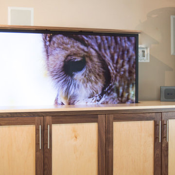 TV Lift Cabinet in solid Maple Infused with Solid Walnut (The Naramada)