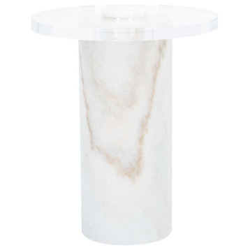 Safavieh Couture Catarina Marble Drink Table White/Clear
