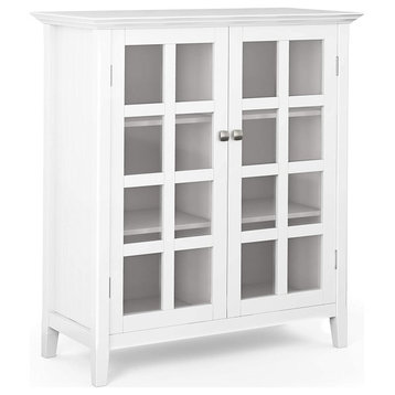 Storage Cabinet, Window Style Glass Door & 6 Inner Compartments, White