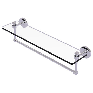 Southbeach 22" Glass Vanity Shelf with Towel Bar, Polished Chrome