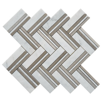 12"x11" Quilt Collection, Martis, Mixed Big Herringbone, Polished, Set of 5