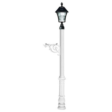 Lewiston Post System Only-Bayview Solar Lamp, Support Bracket-Ornate Base, White