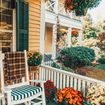Greens and yellows pop on stunning autumn porch