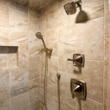 Master Bath with Knotty Alder Vanity and Updated Surround Around Tub