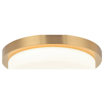 Durham Flush Mount, 1-Light, LED, Aged Gold Brass, White Glass Shade, 15.75"W