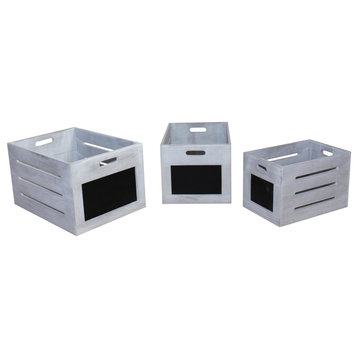 3-Piece Storage Box With Chalkboard Set