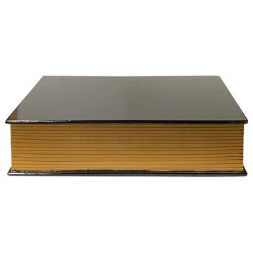Black Lacquer Golden Side Book Shape Storage Box Accent Hws2627