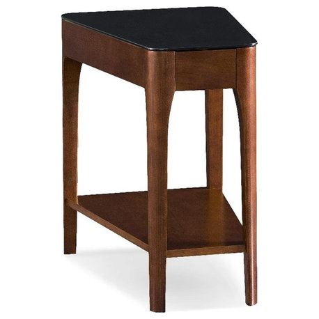 Leick Furniture Obsidian Glass Top Wood End Table in Chestnut Oak
