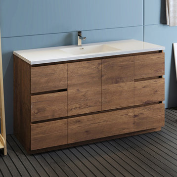 Fresca Lazzaro 60" Rosewood Cabinet With Integrated Single Sink
