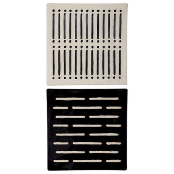 Uttermost Domino Effect Modern Wall Decor, Set of 2, Matte Ivory/Black, 4278