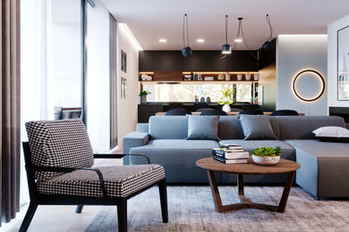 Cozy Living Room with Lounge Chair and Wooden Coffee Table