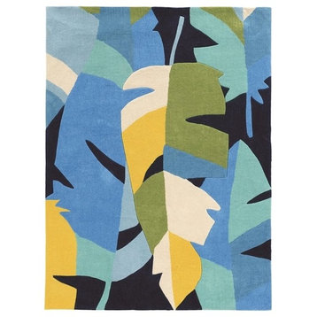 Linon Trio Tropic Hand Tufted Polyester 1'10"x2'10" Rug in Blue