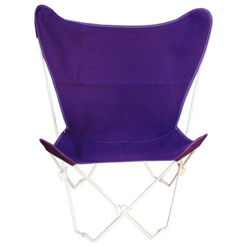 Butterfly Chair and Cover Combo With White Frame, Purple