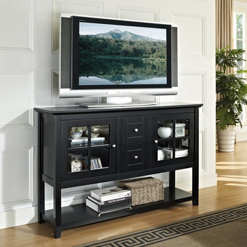 Walker Edison | 52" Wood Console TV Stand | Lower Shelf in Matte Black -$380.52