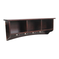 Alaterre Furniture - Shaker Cottage Storage Coat Hook, Espresso - Wall Organizers