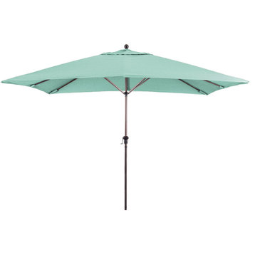 11'X8' Rectangular Aluminum Market Umbrella Bronze, Sunbrella, Spectrum Mist