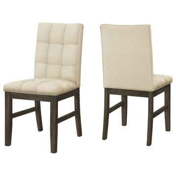 Dining Chair, 37" Height, Set of 2, Dining Room, Kitchen, Cream Fabric