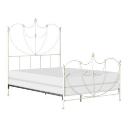 Corsican - Standard Lotus Bed, Aged Distressed White, Twin - Panel Beds