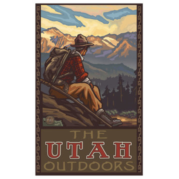 Paul A. Lanquist Utah Outdoors Mountain Hiker Man Art Print, 24"x36"