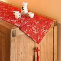 Dragon Motif Silk Table Runner - Table Runners
