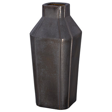 Gun Metal Quadrant Neck Vase
