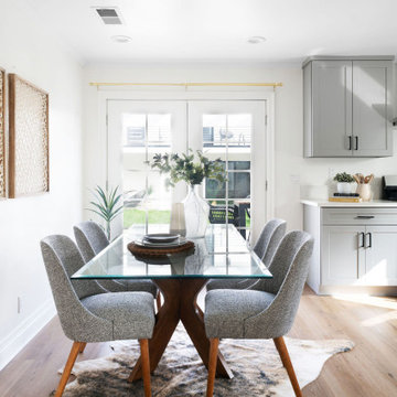 Vegan Cowhide Rug Under Dining Table