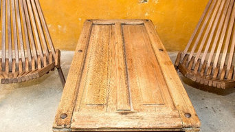 Repurposed door converted to table