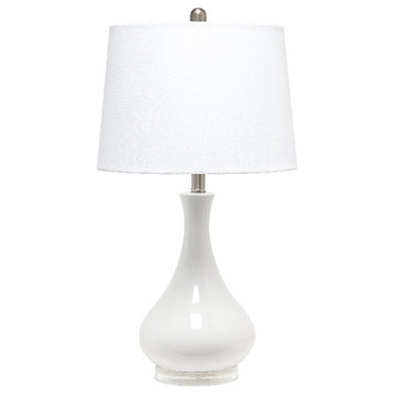Elegant Designs Ceramic Tear Drop Shaped Table Lamp White