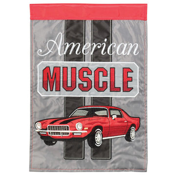 Flag American Muscle Car Red 13x18
