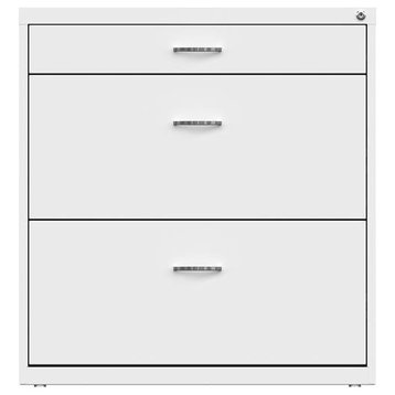 Space Solutions 30"W Metal 3 Drawer Home Office File Cabinet White