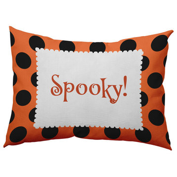 Halloween Spooky Dots Accent Pillow, Traditional Orange, 14"x20"