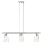 Livex Lighting - Cityview 3 Light Brushed Nickel Linear Chandelier - Illuminate your home with a bright design from the Cityview collection. This three-light down linear chandelier features a brushed nickel finish with clear glass. Perfect for a contemporary or transitional luxury kitchen or dining room setting.