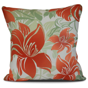 20x20", Tree Mallow, Floral Print Pillow, Orange