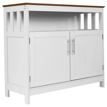 Mayfield 40" Classic Buffet and Sideboard with Double Door Storage Cabinet, Walnut Top/White Frame