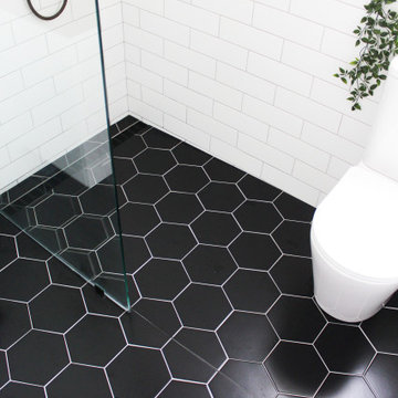 North Perth Bathroom Renovation - Black Hexagon
