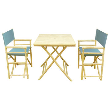 Square Table Set With 2 Director Canvas Chairs, Navy