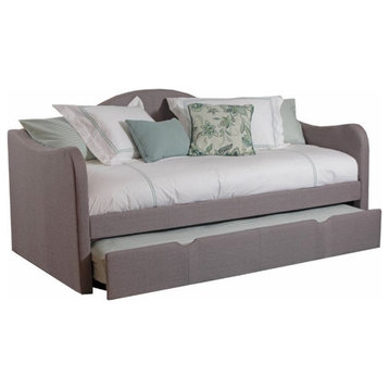Linon Siena Upholstered Wood Day Bed and Trundle in Gray