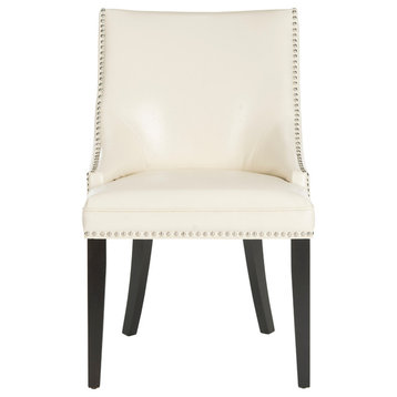 Safavieh Afton Side Chairs, Set of 2, Flat Cream, Leather